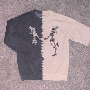 half and half skeleton crewneck sweatshirt